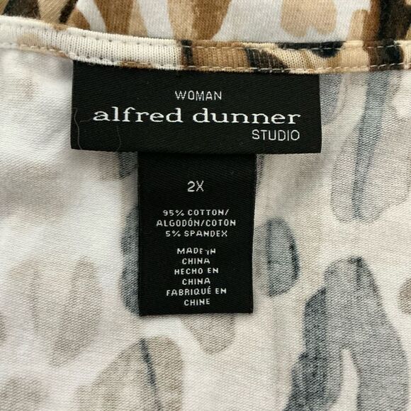 Alfred Dunner 2X Plus "Key Items" Animal Print Knit Top Blouse - Picture 4 of 6